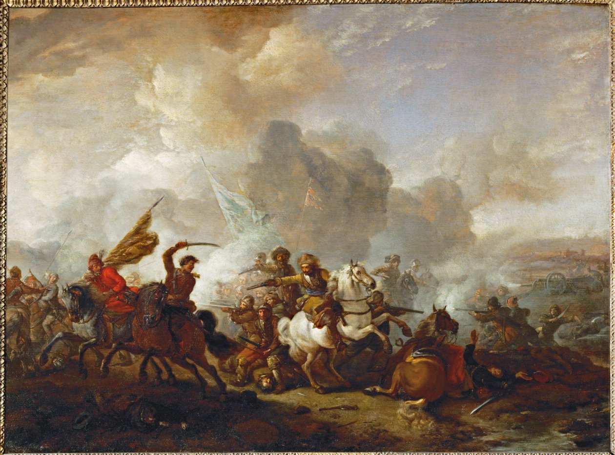 Jezdecká potyčka mezi Orientálci a Císařskými ... od Philips Wouwermans or Wouwerman