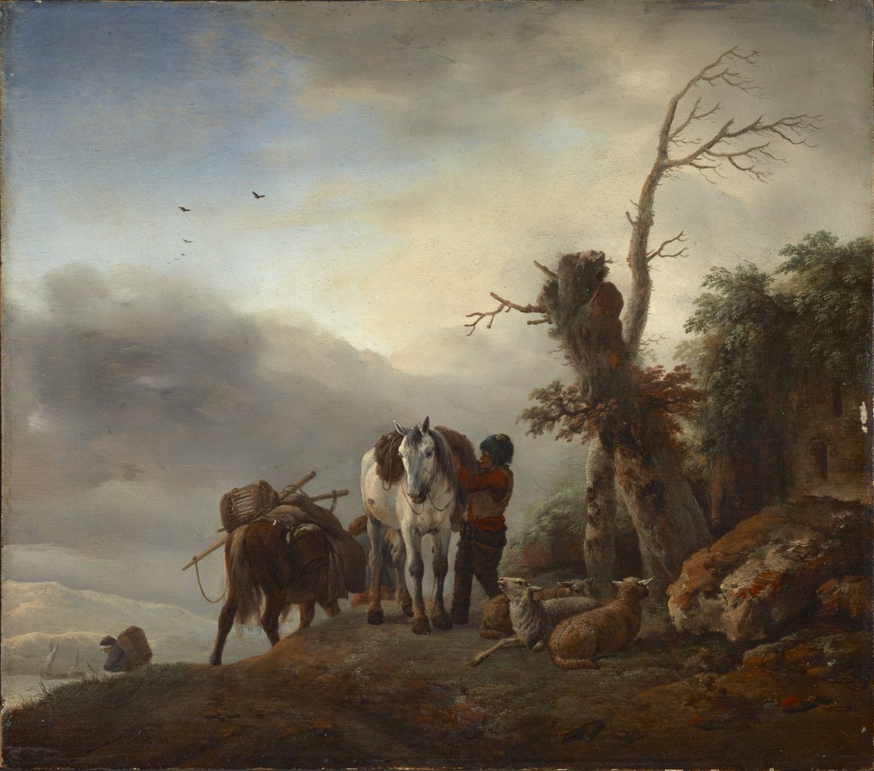 Krajina s packhorses - Krajina s packhorses, Wouwerman (Wouwermans), Philips (1619-1668). Olej na dřevě, c. 1647-1648. Rozměry: 36,3 x 41,2 cm. Národní muzeum Brukenthal, Sibiu od Philips Wouwermans or Wouwerman