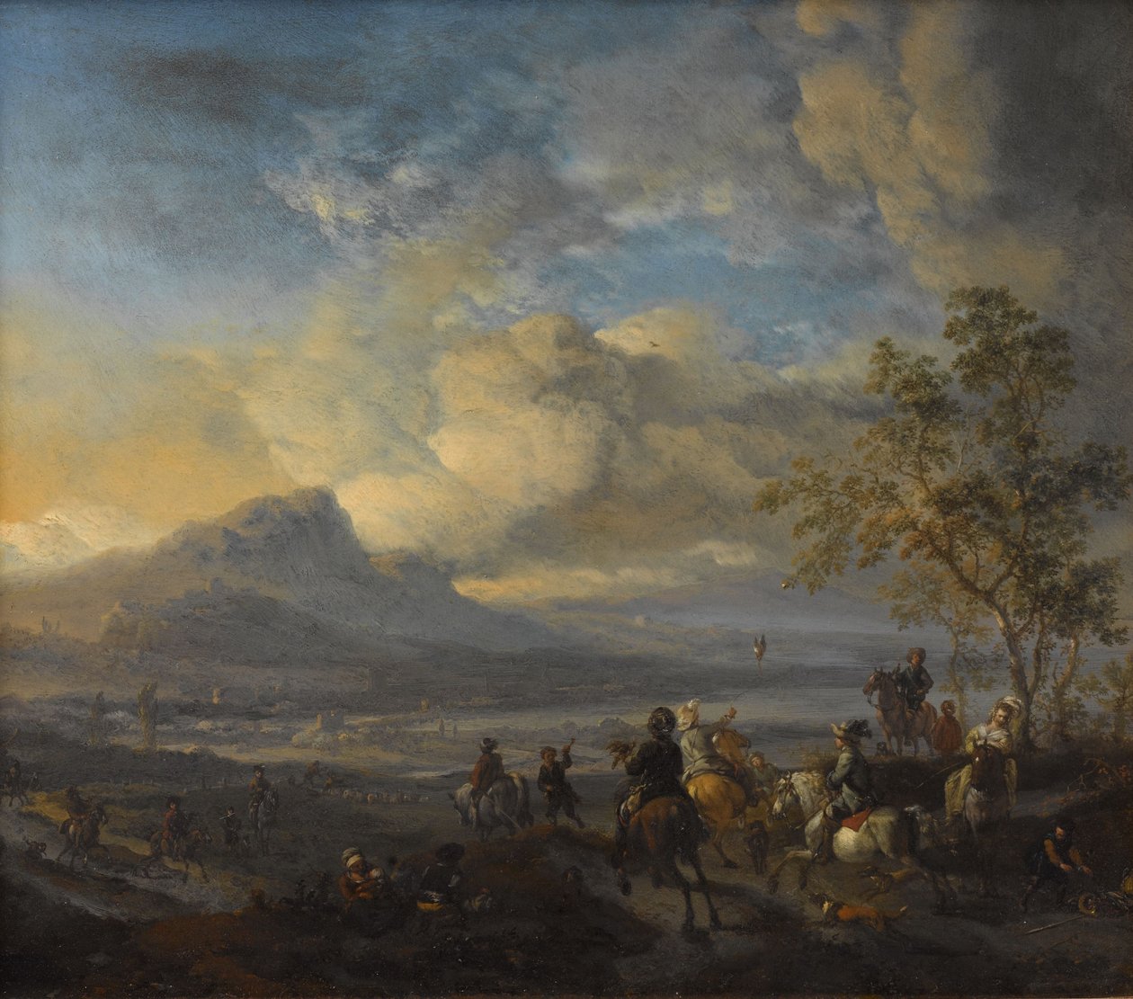 Lov na sokola, asi 1658-1660 (olej na mědi) od Philips Wouwermans or Wouwerman
