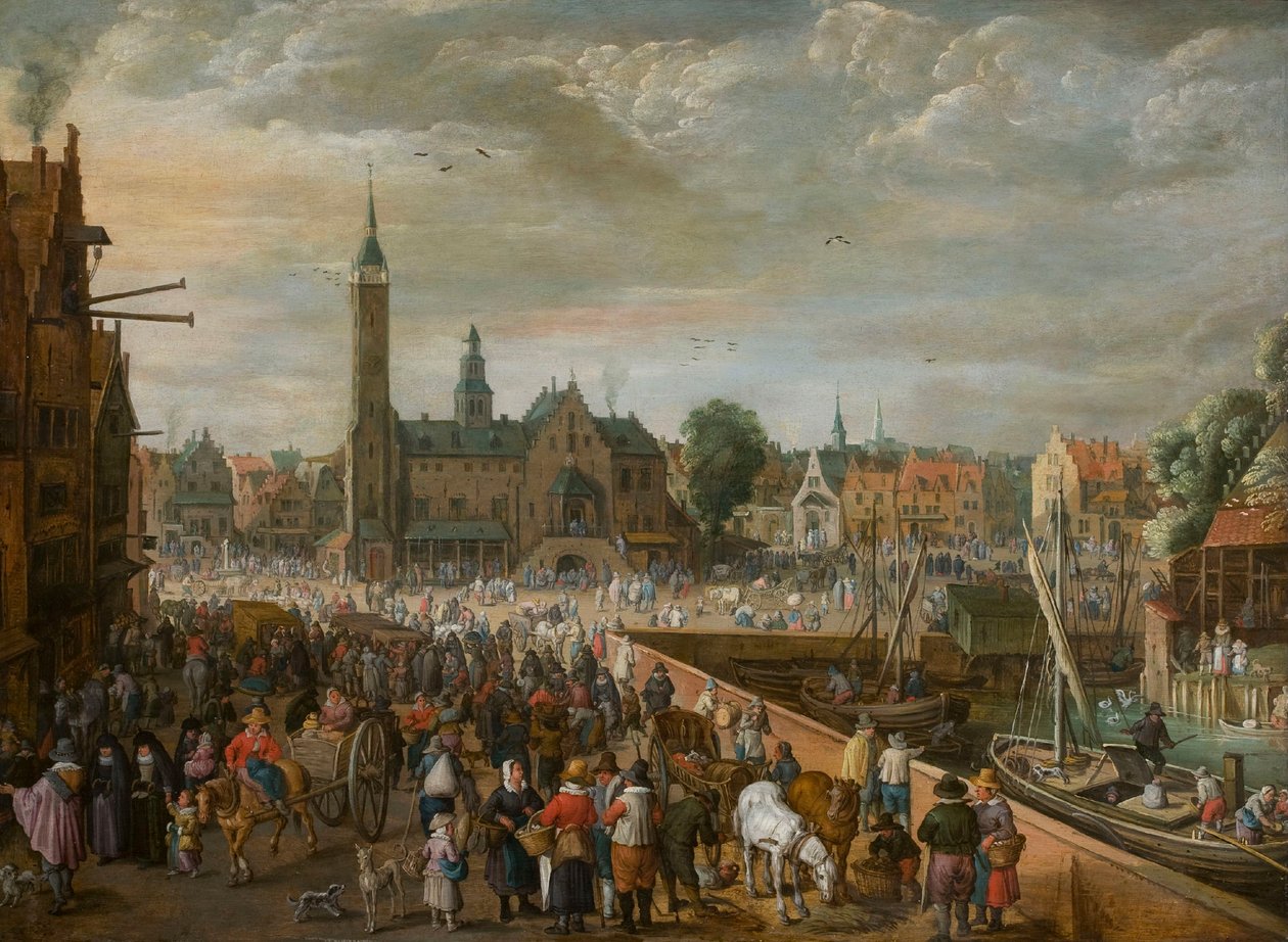 Pohled na náměstí Grote Markt v Lier, počátek 17. století. od Philips de Momper the Elder