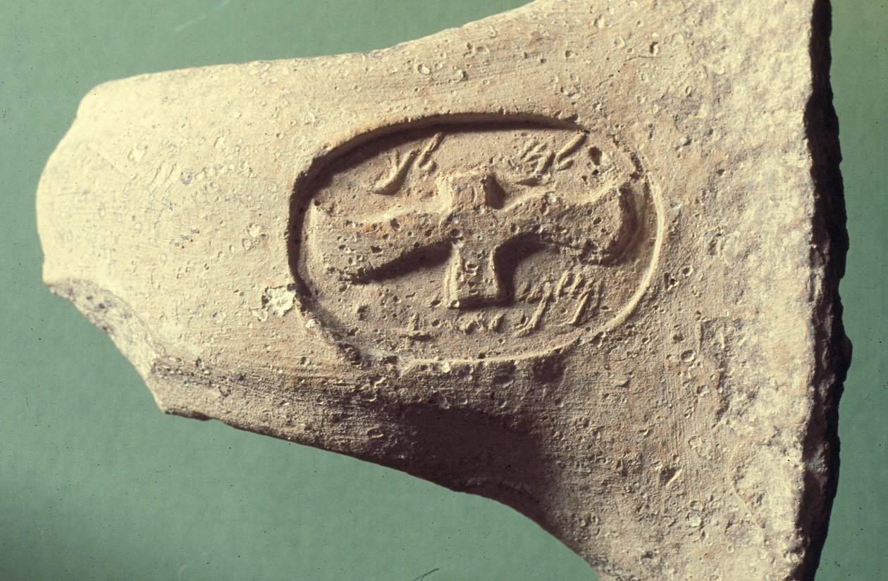 Rukojeť nádoby, 8.-7. století př. n. l. (hlína) od Phoenician