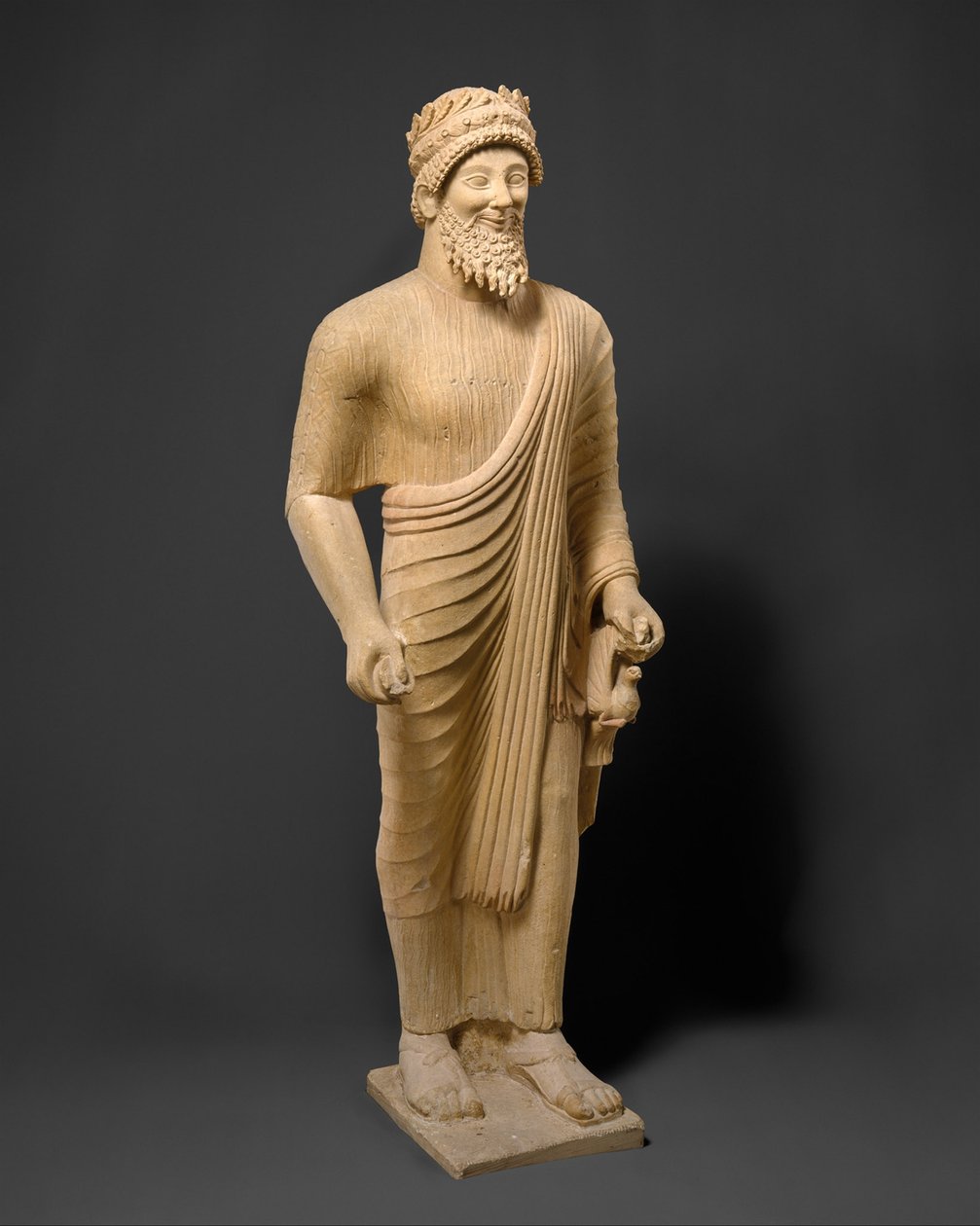 Vápencová socha vousatého muže s votivními dary, cca 475-450 př.nl (vápenec) od Phoenician Phoenician