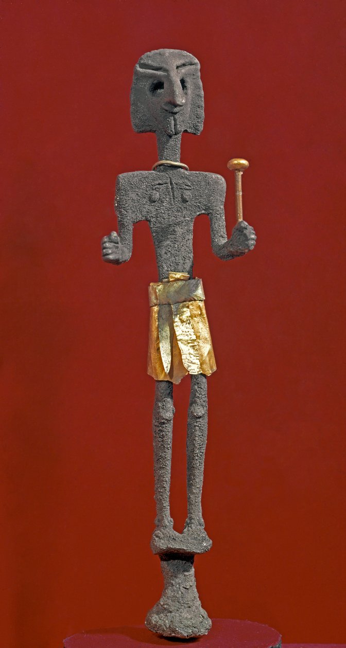 Fénické umění: soška božství ve stříbře a zlatě. 20. nebo 19. století před naším letopočtem. Z Ras Shamra (Ugarit nebo Ougarit). Slunce 28 cm Národní muzeum Aleppo, Sýrie od Phoenician Phoenician