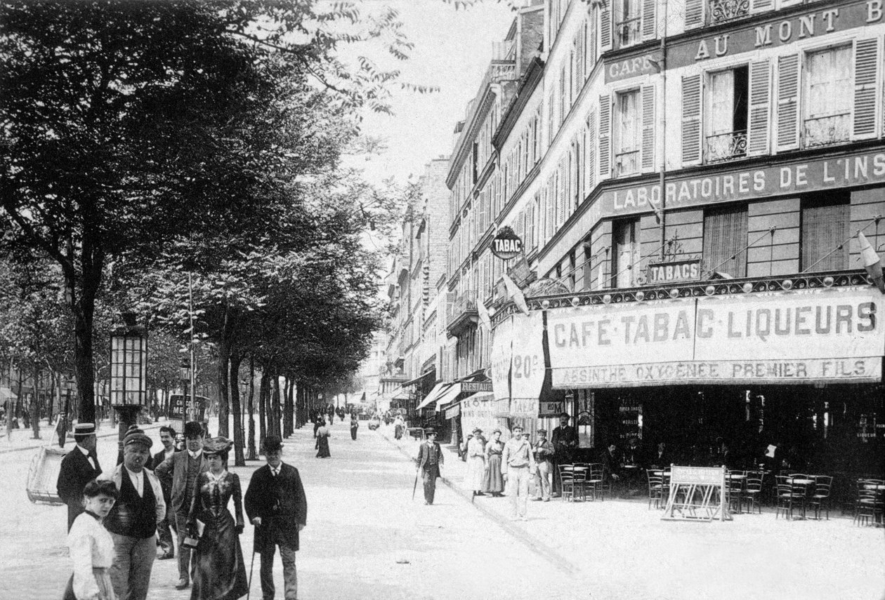 Boulevard de la Villette, Paříž, cca 1900 (černobílá fotografie) od Photographer French