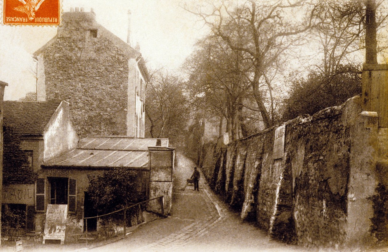 St Vincent Street, Montmartre, Paříž, c. 1900 (černobílá fotografie) od Photographer French