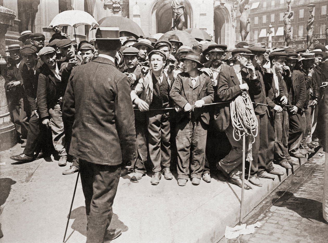Dělnická demonstrace, Paříž, cca 1900 (čb fotografie) od Photographer French