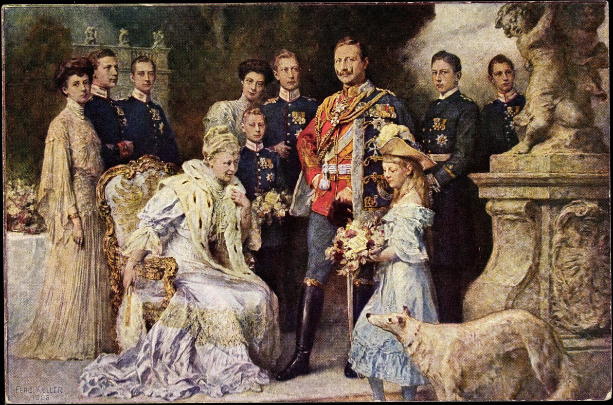 Umělec Ak Kaiser Wilhelm II, Auguste Viktoria, Viktoria Luise, Greyhound, Prusko (čb fotografie) od Photographer German