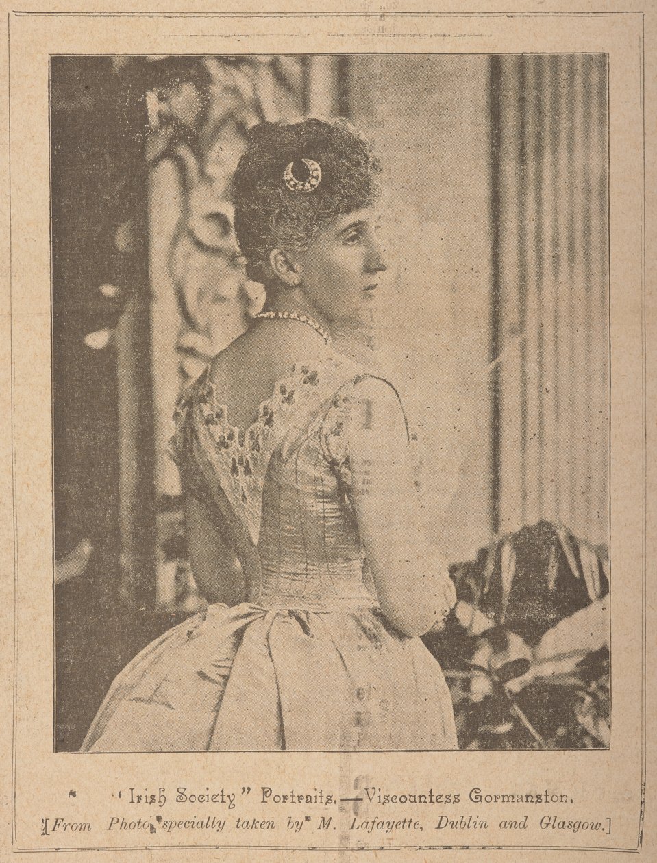 Viscountess Gormanston, "Irská společnost" [žurnál] Vol. VII č. 353 13. října 1894 (novinový tisk) od Photographer Irish
