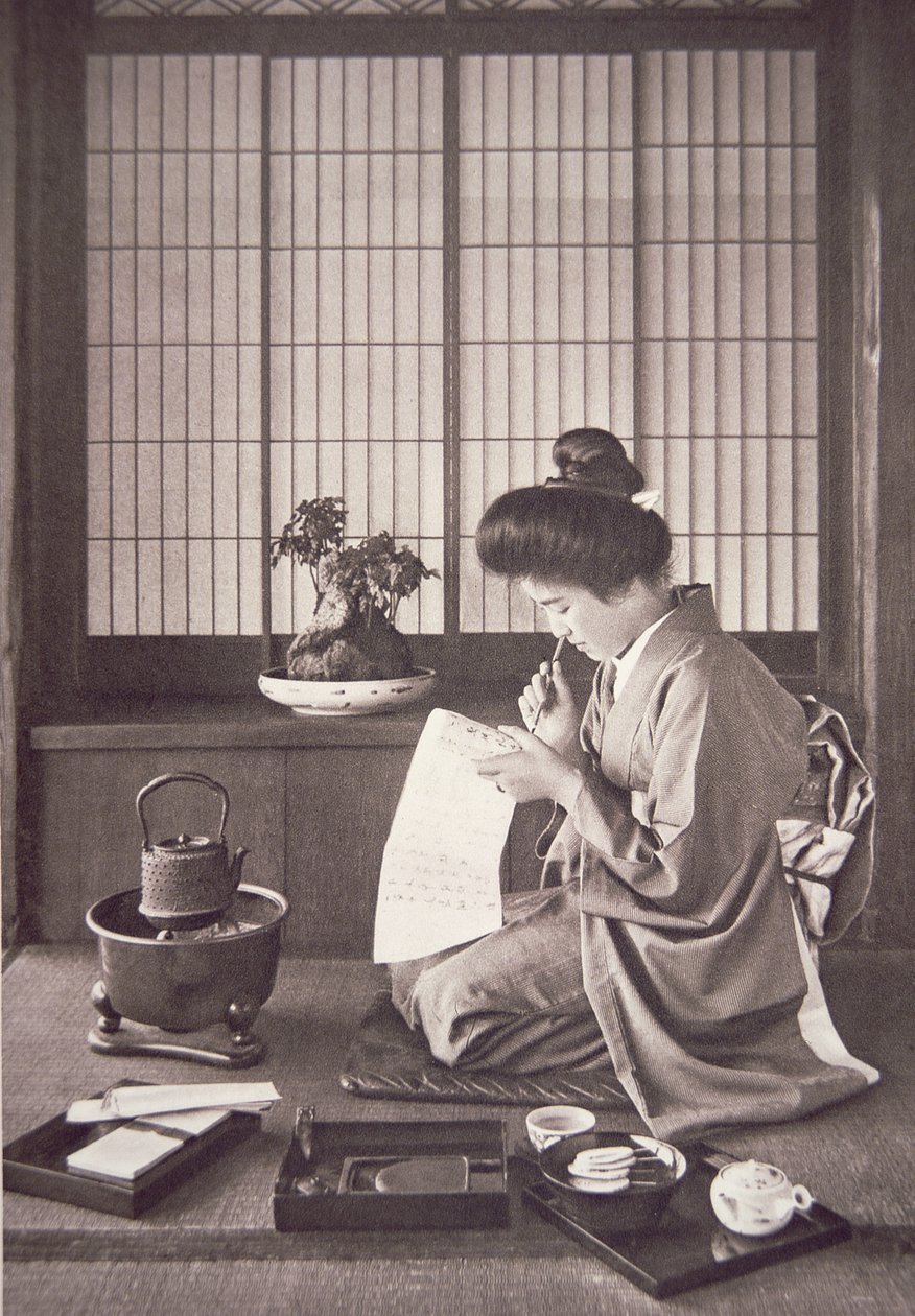 Japonská žena Psaní od Photographer Japanese