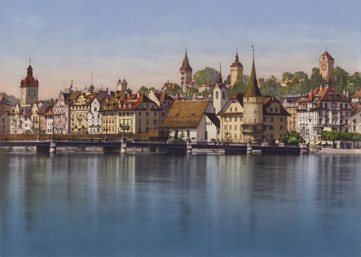 Starý Lucern, Seebrucke a Musegg (barevné foto) od Photographer Swiss