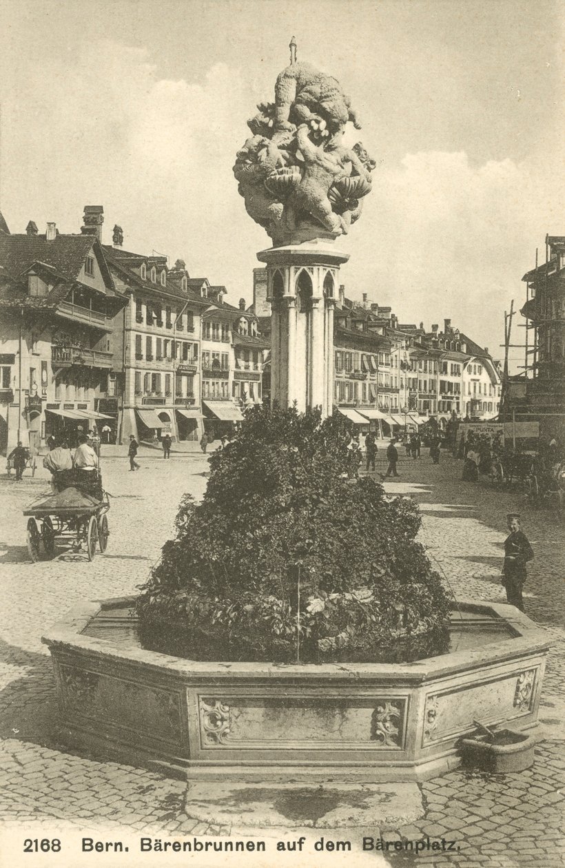 Bern, Švýcarsko, Barenbrunnen Auf Dem Barenplatz (čb fotografie) od Photographer Swiss