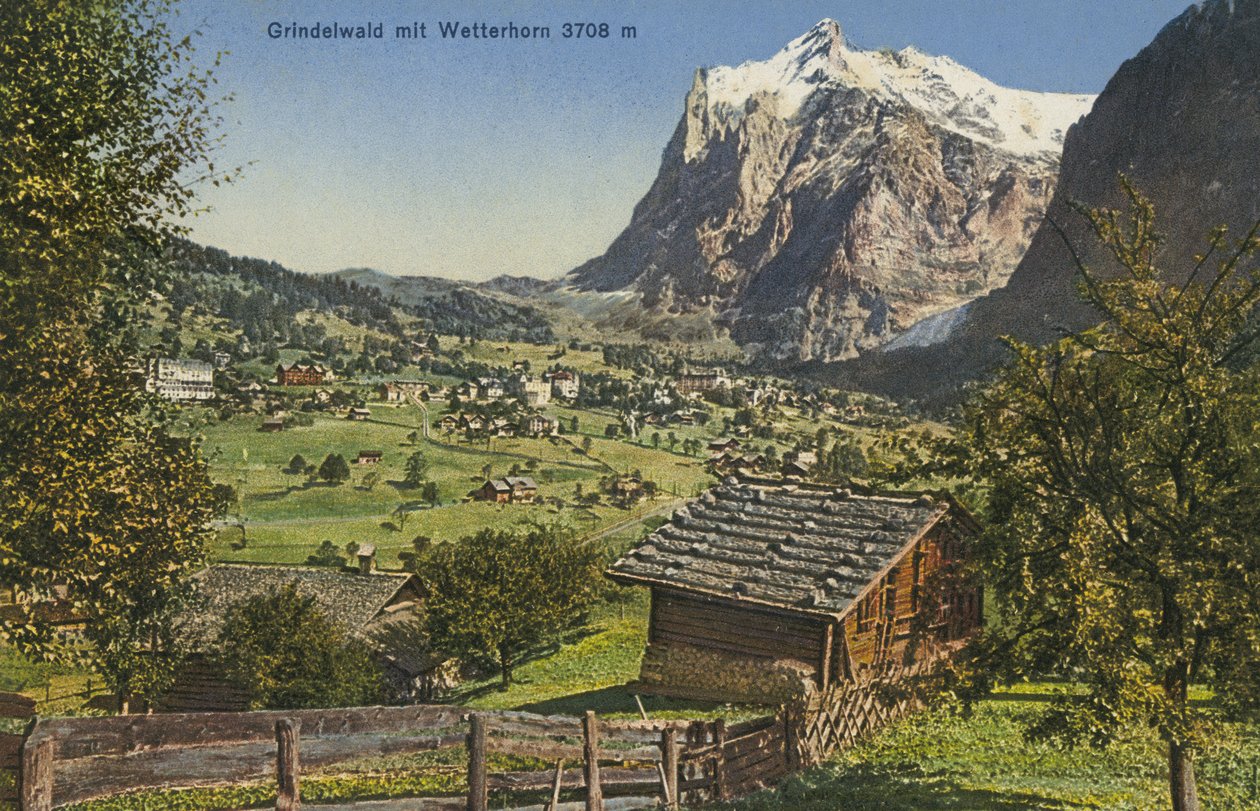 Grindelwald a Wetterhorn, Švýcarsko (barevné foto) od Photographer Swiss