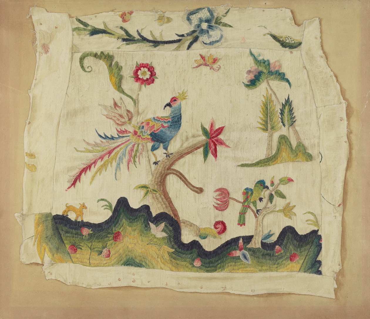Crewel Embroidered Chair Seat, c. 1936. od Phyllis Dorr