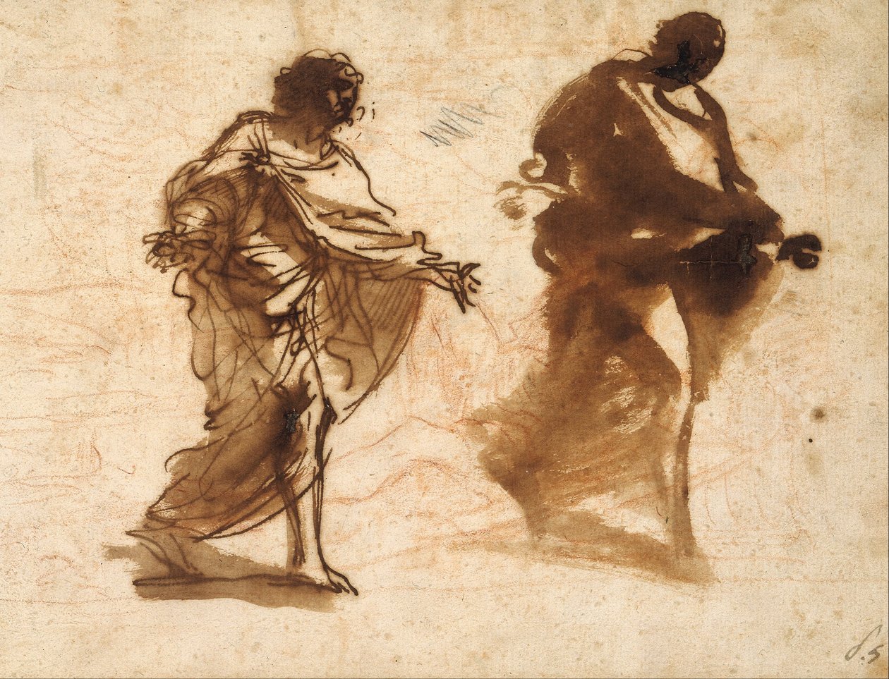 Dvě studie pro postavu Josefa od Pier Francesco Mola