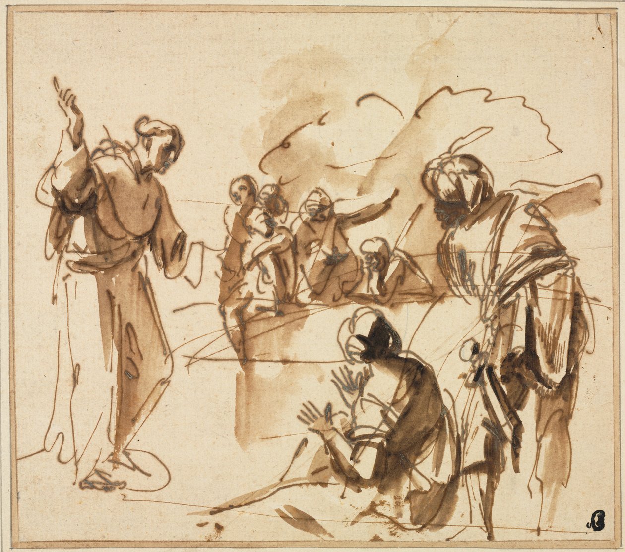 A Monk Preaching, polovina 17. století. od Pier Francesco Mola