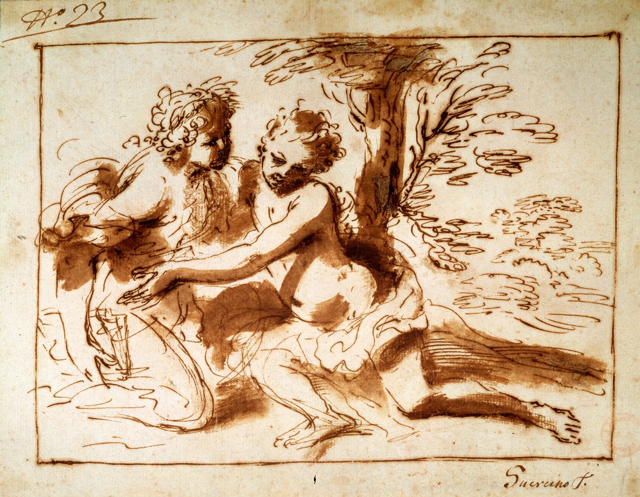 Dvě postavy v krajině, 17. století od Pier Francesco Mola