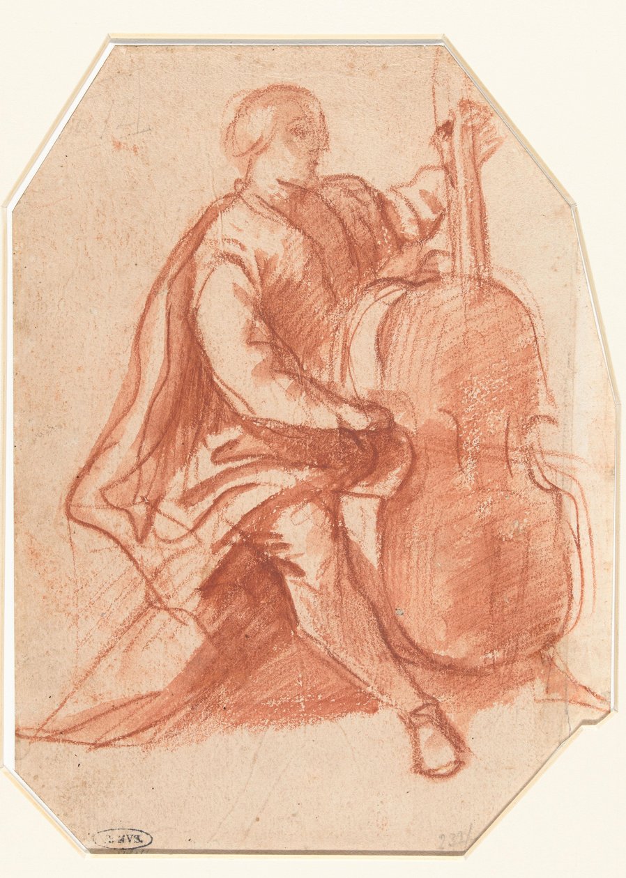 Viola da Gamba-Spieler, Dreiviertel von der Seite od Pier Francesco Mola