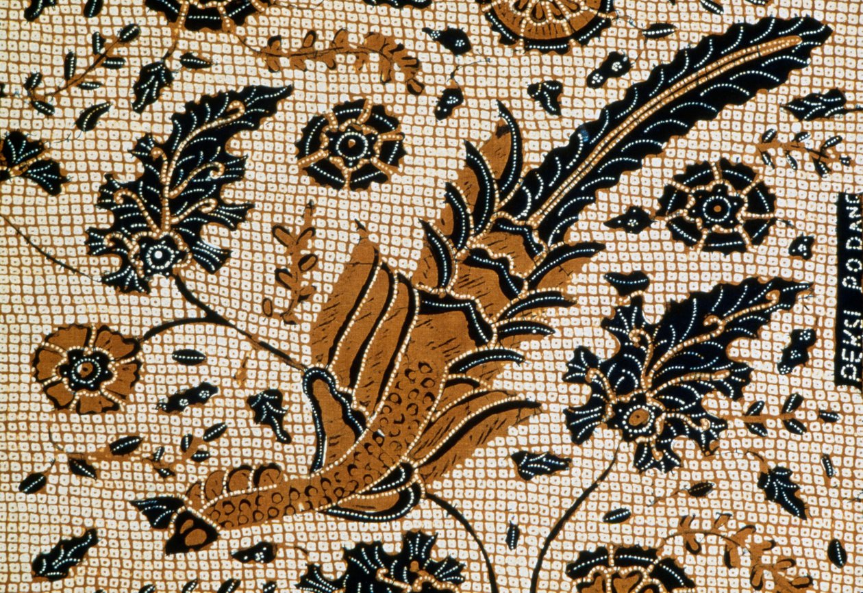 Batika s tradičním designem s názvem peksi podang, Surakarta, Java, Indonésie, Detail od Blaise Nicolas Le Sueur