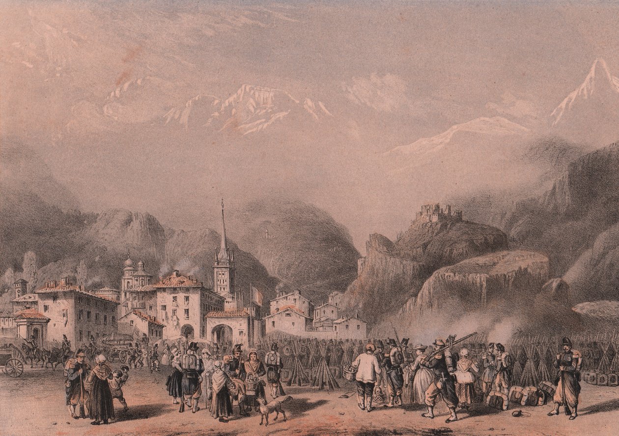 Bivak francouzských jednotek v Susa, Piemont od Blaise Nicolas Le Sueur