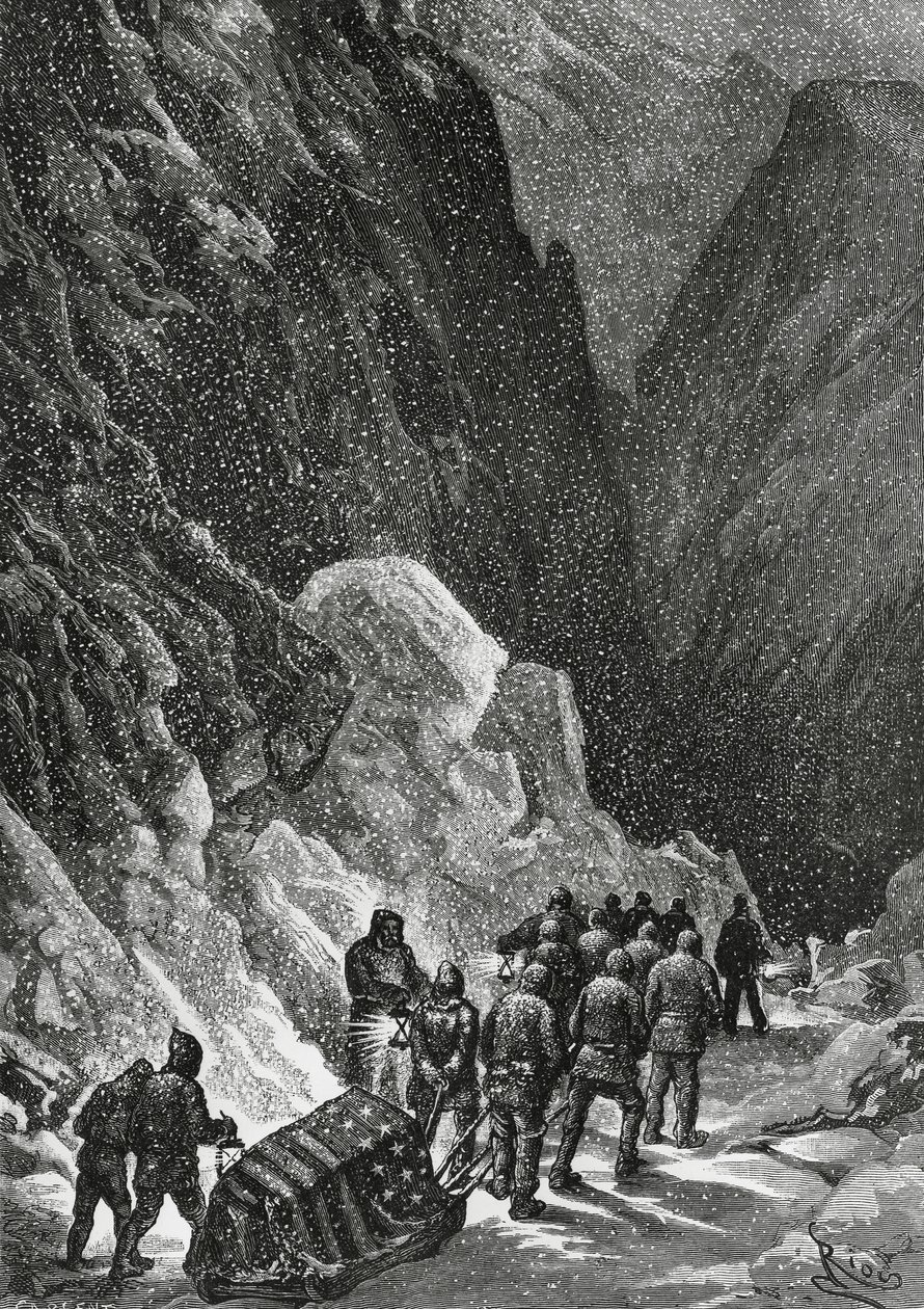 Pohřeb kapitána Charlese Francise Halla (1821-1871), amerického průzkumníka, Grónsko, listopad 1871, expedice Polaris od Blaise Nicolas Le Sueur