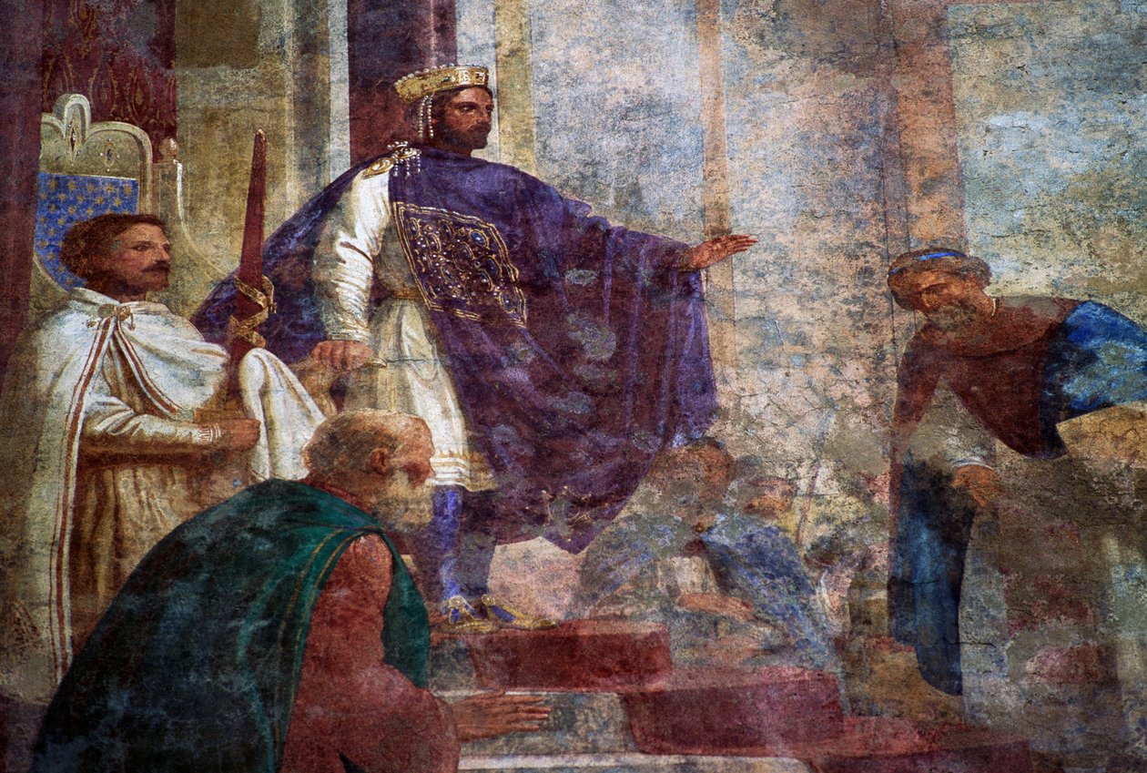 Detail z fresek na fasádě Palazzo Thiene (15. století), Vicenza (Seznam světového dědictví UNESCO od Blaise Nicolas Le Sueur