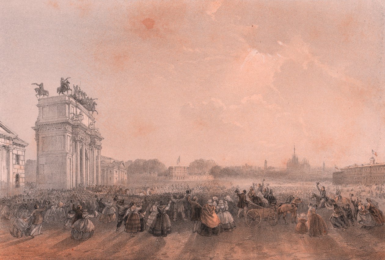 Vchod Vittoria Emanuela II a Napoleona II v Miláně, Lombardie od Blaise Nicolas Le Sueur