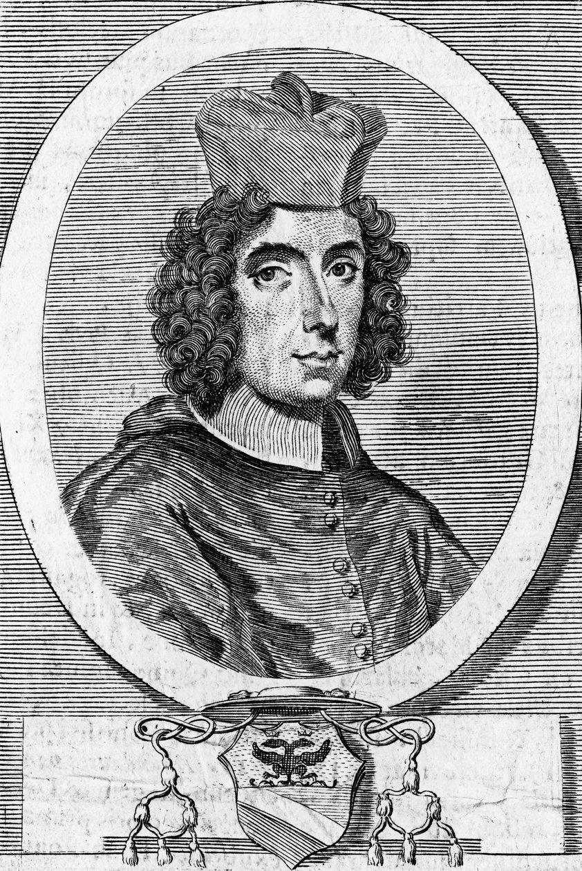 Portrét Giambattisty Rubiniho (1642-1707), italského kardinála a biskupa, rytina od Blaise Nicolas Le Sueur