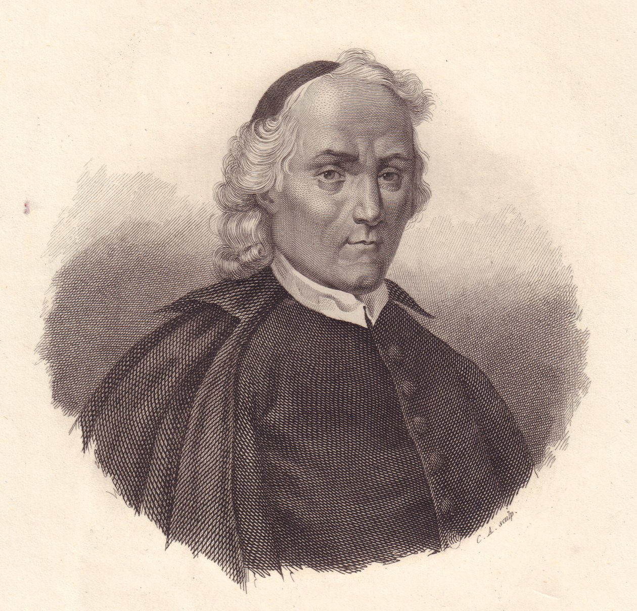 Portrét italského presbyteriána a historika Ludovica Antonia Muratoriho (1672-1750), mědirytina od Blaise Nicolas Le Sueur