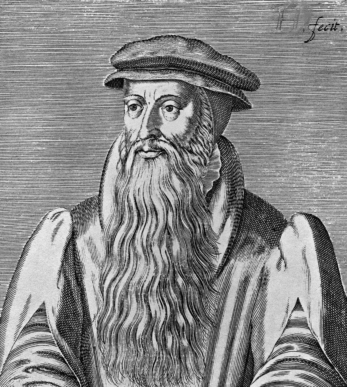 Portrét Johna Knoxe (asi 1513-1572), skotského ministra, teologa, spisovatele, vůdce reformace a zakladatele presbyteriánské církve ve Skotsku, dřevoryt od Blaise Nicolas Le Sueur