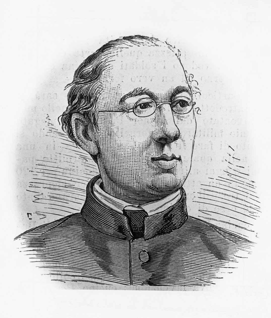 Portrét Josepha Hergenroethera (1824-1890), německého historika a kardinála a prvního kardinála-prefekta vatikánských archivů, rytina od Blaise Nicolas Le Sueur
