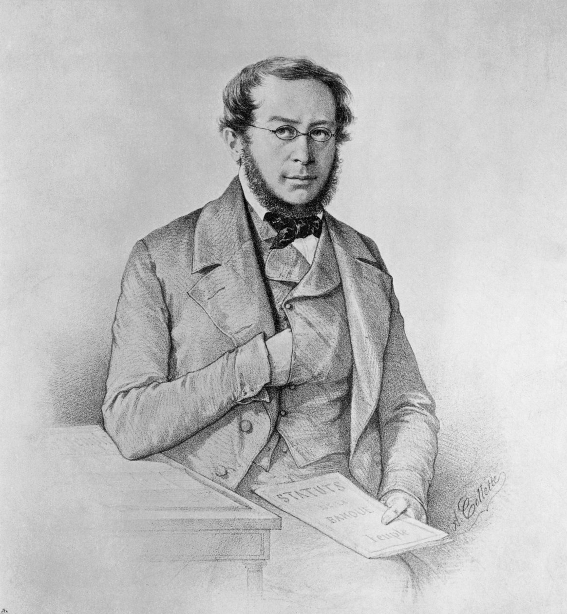 Portrét Pierre-Joseph Proudhon (1809-1865), francouzský politik, filozof a anarchista, kresba Colletti od Blaise Nicolas Le Sueur