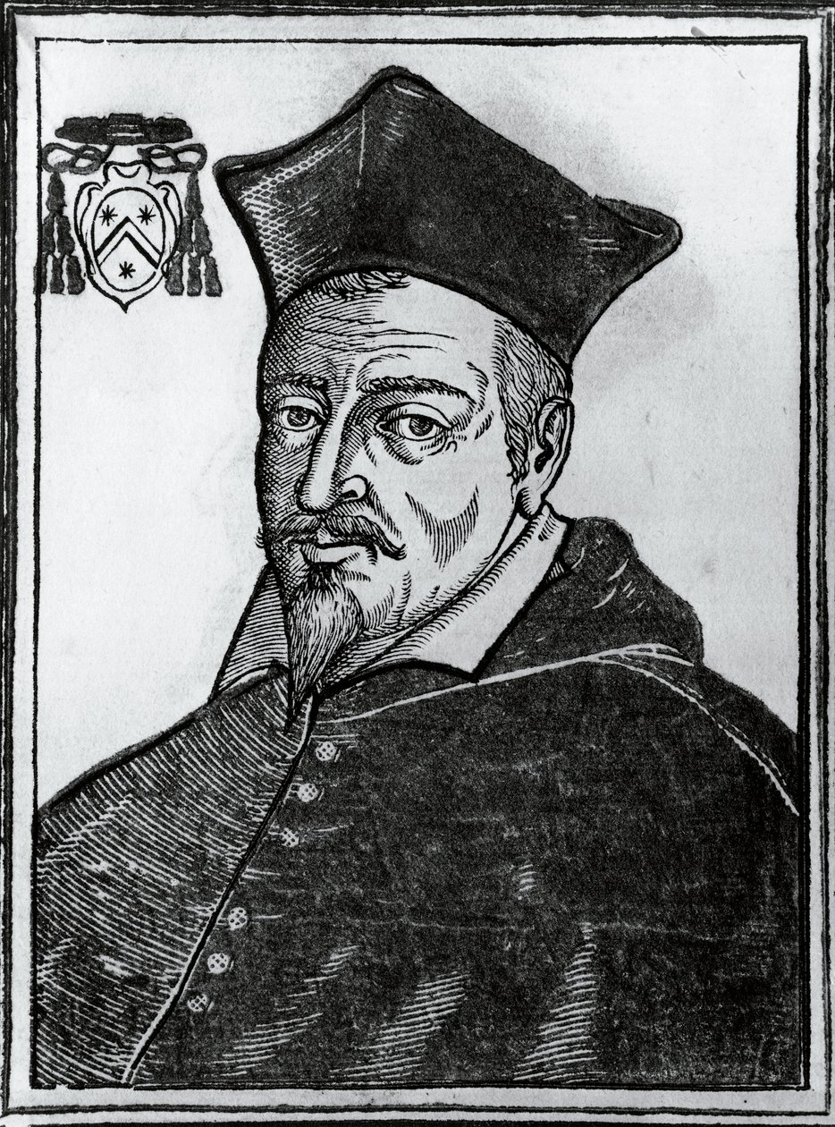 Portrét Pierra de Berulle (1575-1629), francouzský katolický teolog a kardinál, tisk od Blaise Nicolas Le Sueur