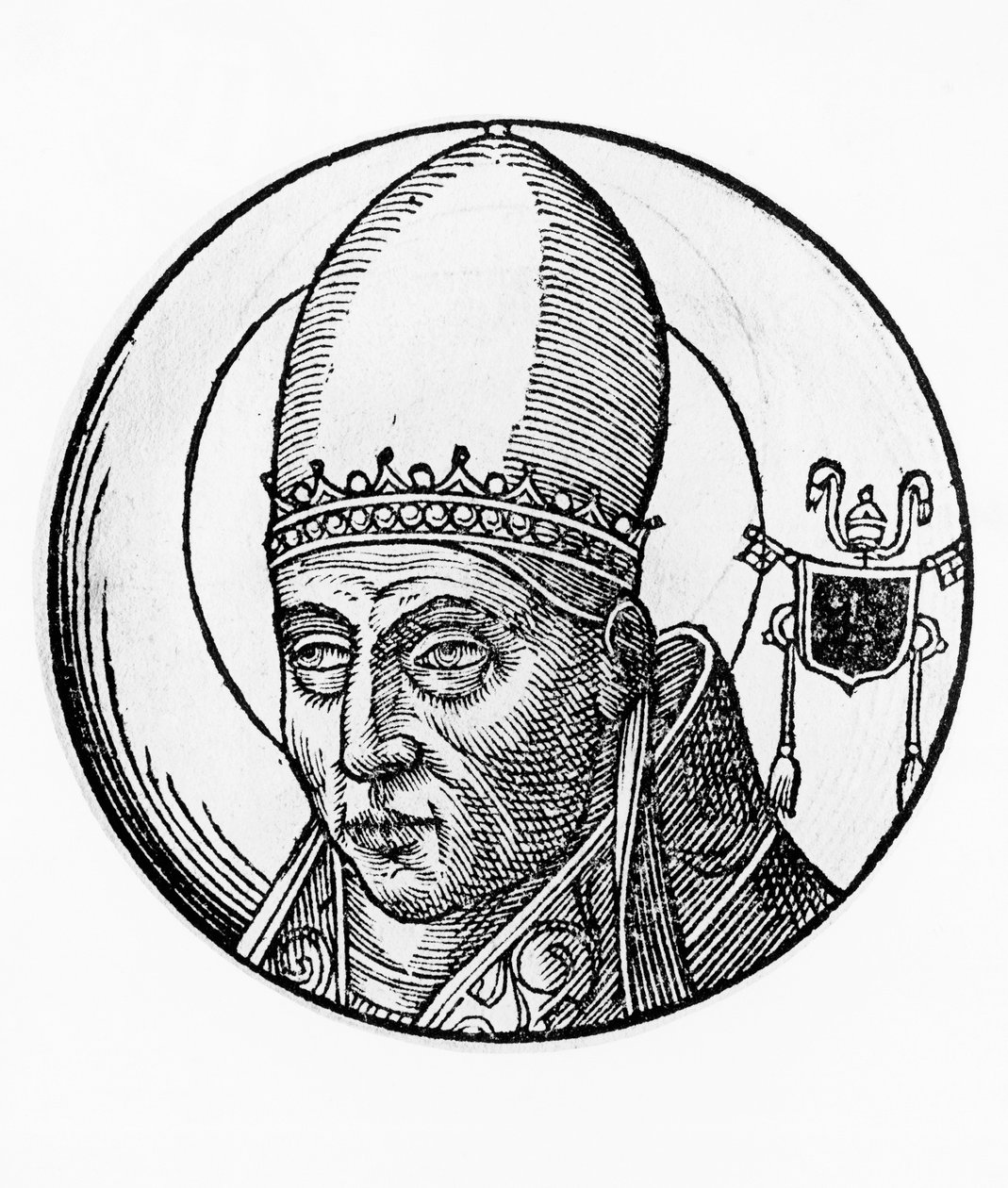 Portrét svatého Inocence I. (zemřel 417), 40. papež katolické církve z roku 401, rytina od Blaise Nicolas Le Sueur