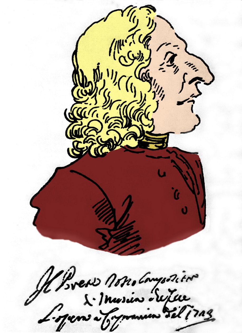 Antonio Vivaldi (1678 - 1741), kreslený film Pierre Leone Ghezzi (1674 - 1755) od Pier Leone Ghezzi