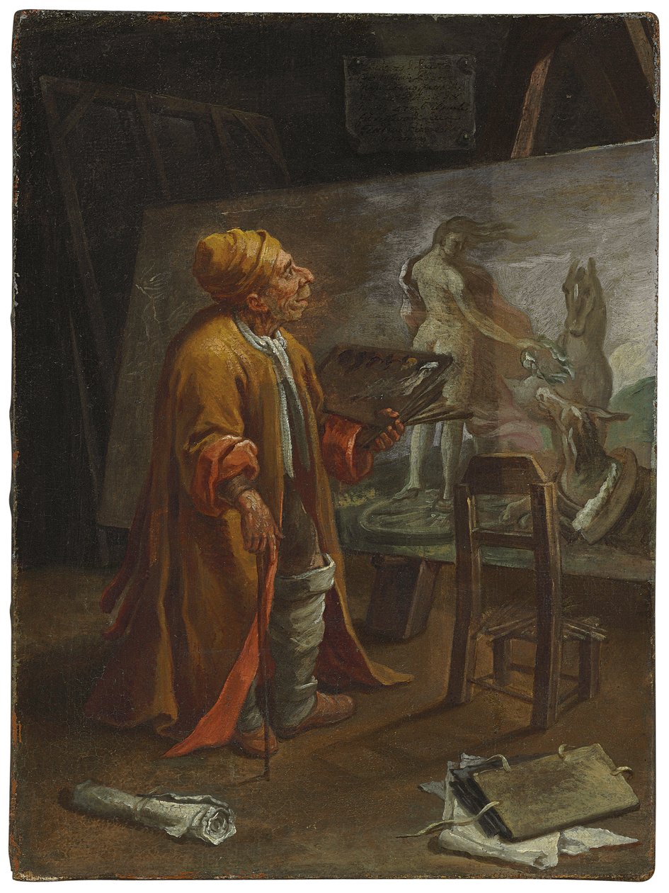 Paolo de Matteis ve svém ateliéru od Pier Leone Ghezzi