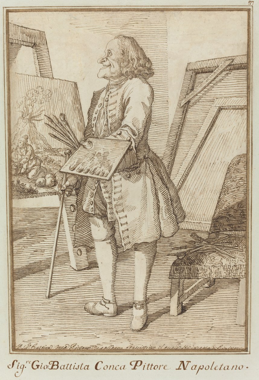 Signore Sebastiano Conca, neapolský malíř (Signore Sebastiano Conca, neapolský malíř) od Pier Leone Ghezzi