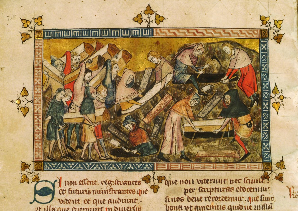 Pohřeb obětí moru v Tournai, cca 1353. od Pierart dou Tielt
