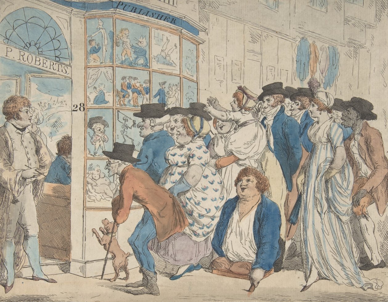 Caricature Shop of Piercy Roberts, 28 Middle Row, Holborn, 1801. od Piercy Roberts