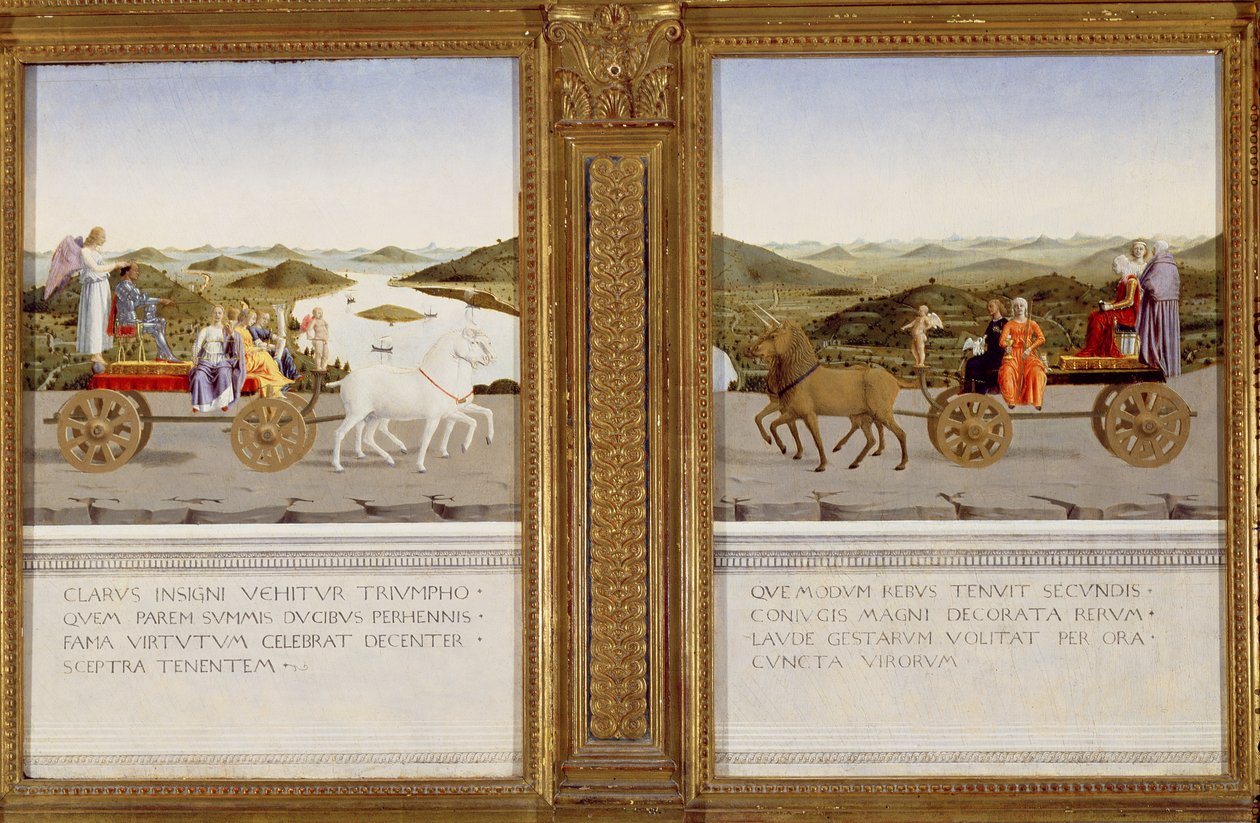 Alegorické triumfy Federica da Montefeltro, vévody z Urbina a Battisty Sforzy od Piero della Francesca