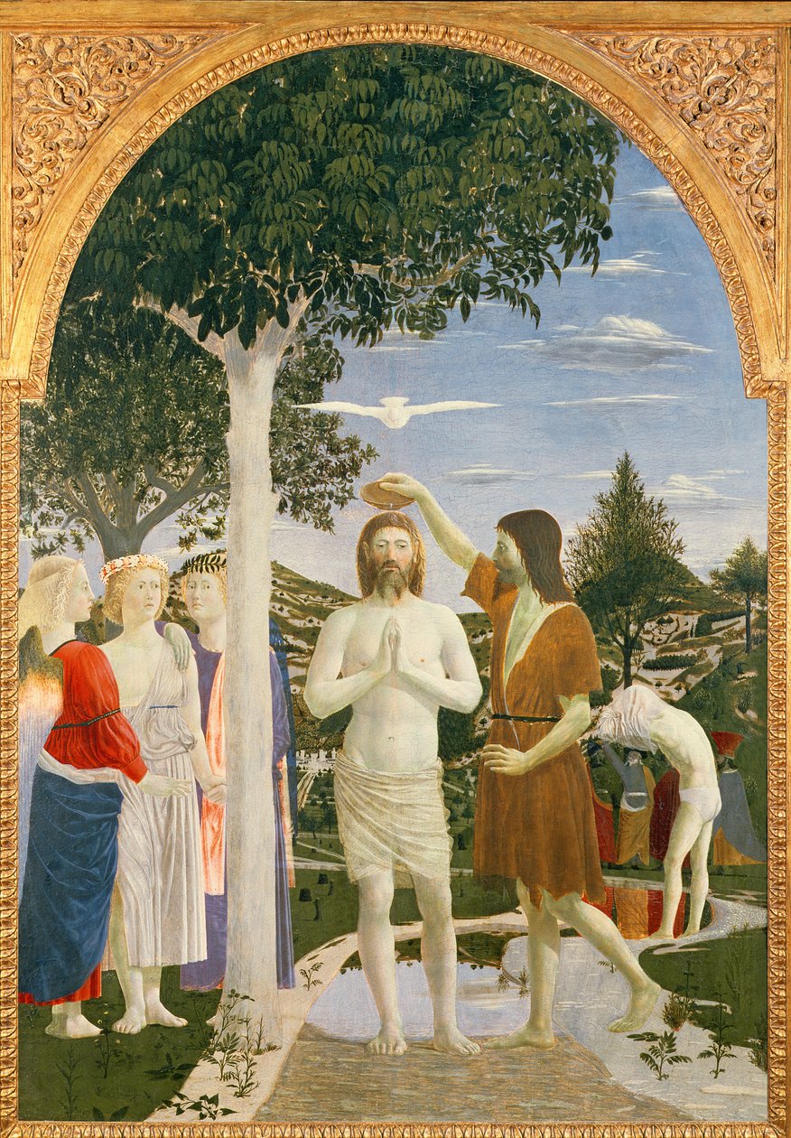 Křest Krista, 1450 (vaječná tempera na panelu) od Piero della Francesca
