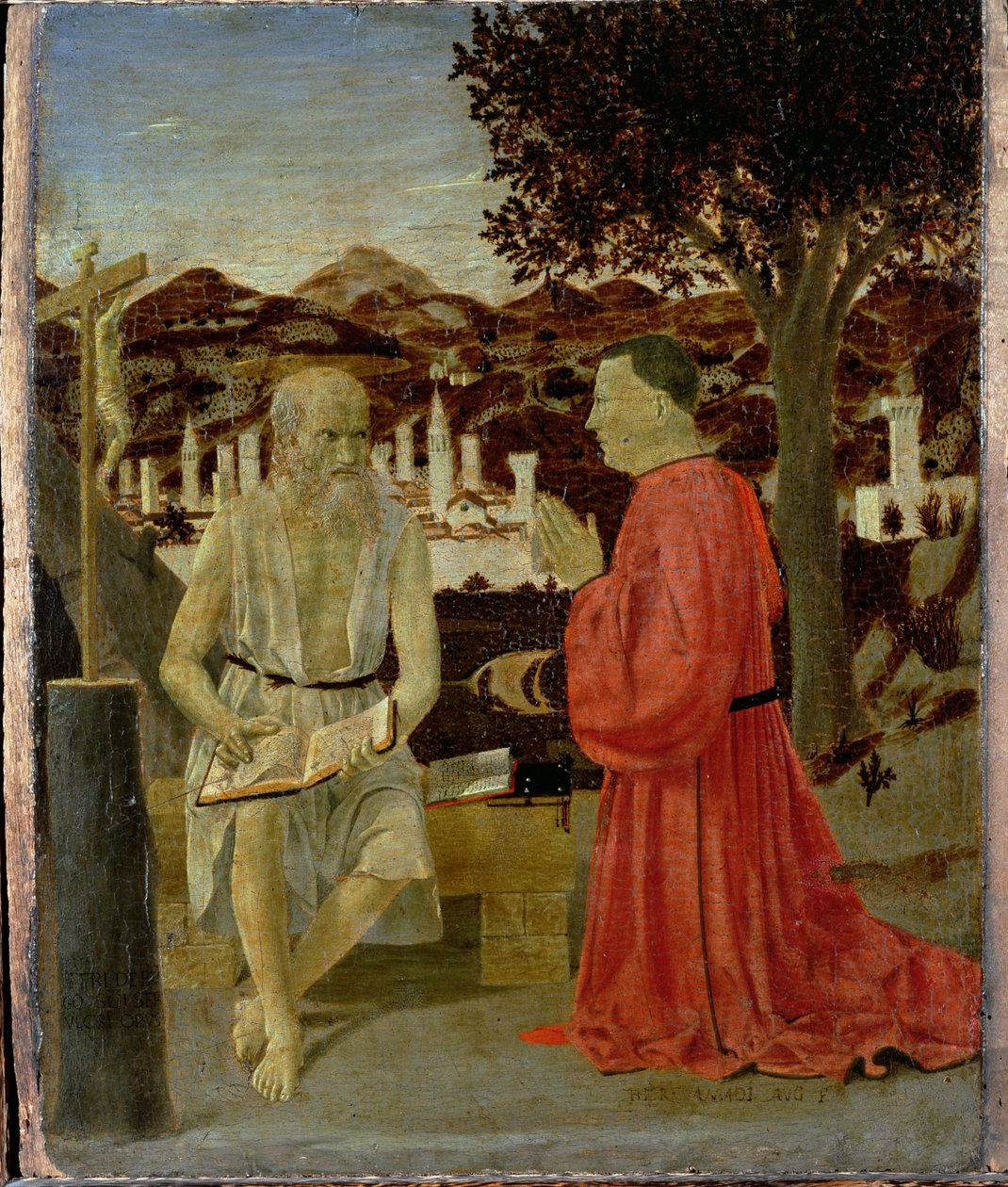 Svatý Jeroným s mužem klečícím v oddanosti, 1450 od Piero della Francesca