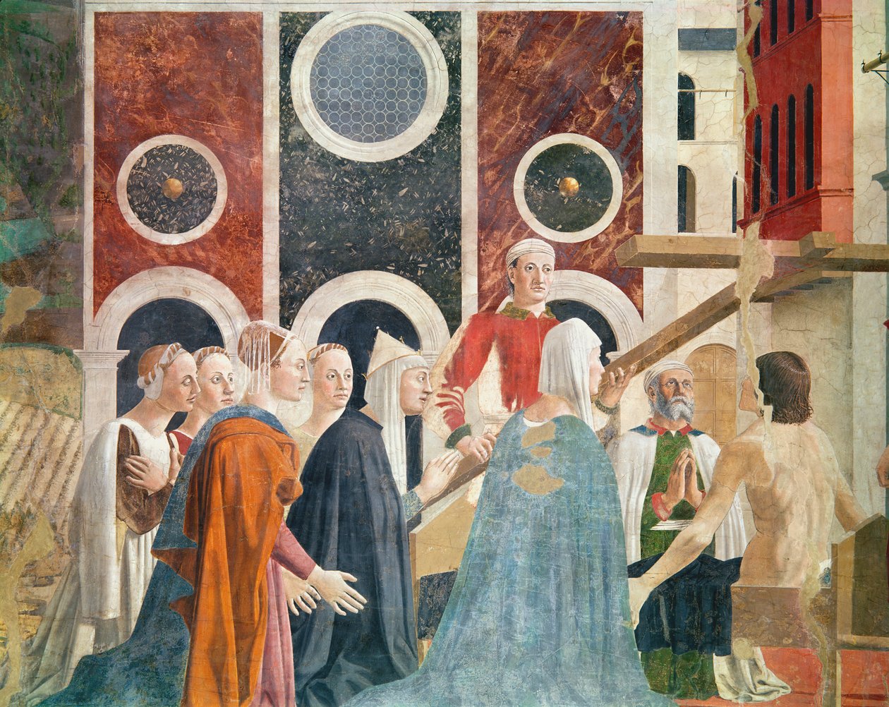 Ověření pravého kříže, dokončeno 1464 (detail) od Piero della Francesca