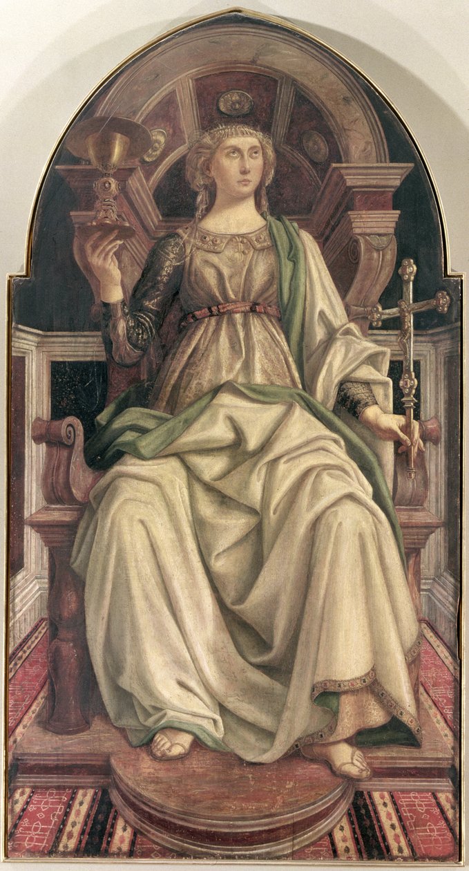 Faith, ze série panelů zobrazujících Ctnosti navržených pro Radní komoru Síně kupeckého cechu, 1469 (tempera na panelu) od Piero del Pollaiolo
