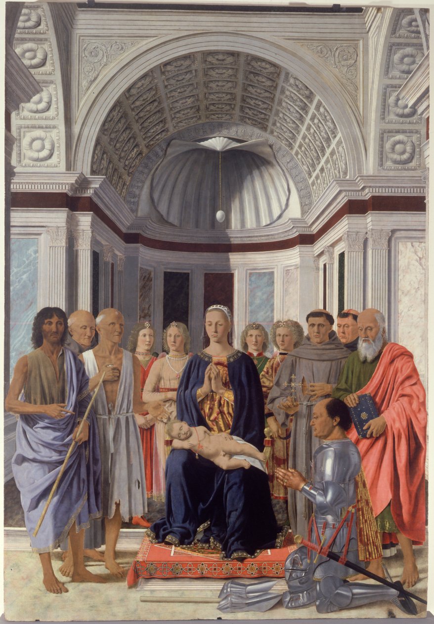 Madona s dítětem a svatí, andělé a Fridrich z Montefeltra od Piero dellaFrancesca