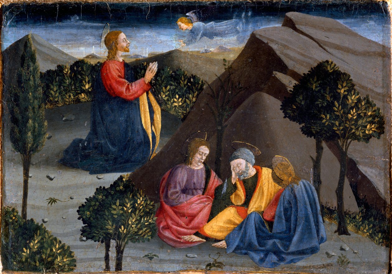 Polyptych Misericordia: modlitba v Olivové zahradě od Piero della (school of) Francesca
