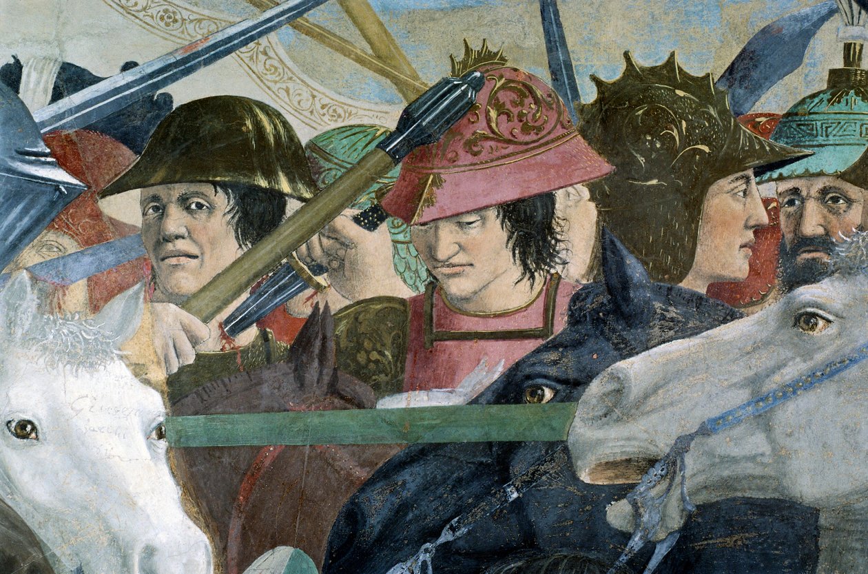 Detail z The Legend of the True Cross zobrazující bitvu Herakleia I. Byzance proti Chosroes II, Piero della Francesca od Piero della Francesca
