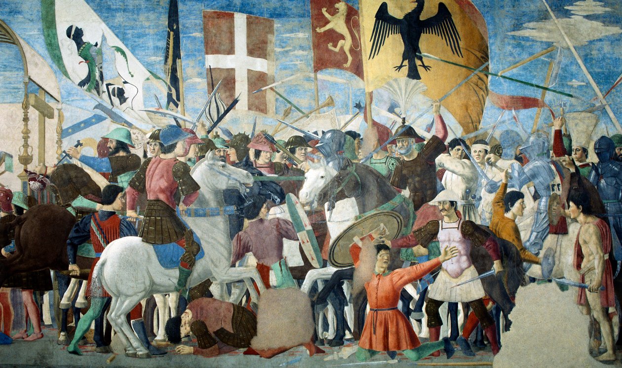 Detail z Legendy o pravém kříži zobrazující bitvu Herakleia I. z Byzance proti Chosroes II., Piero della Francesca od Piero della Francesca