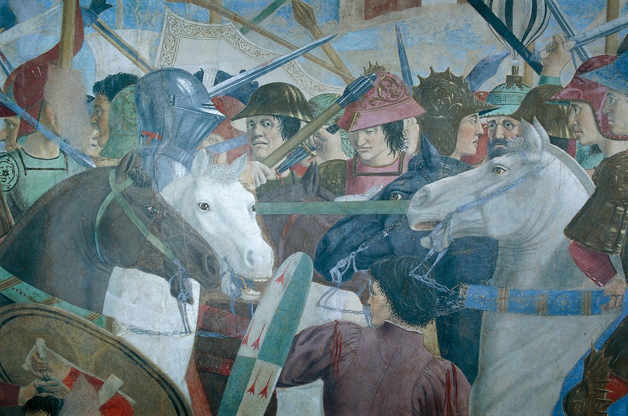 Detail z Legendy o pravém kříži zobrazující bitvu Herakleia I. z Byzance proti Chosroes II., Piero della Francesca od Piero della Francesca