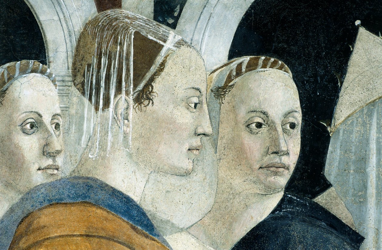 Detail z The Legend of the True Cross ukazující objev a ověření True Cross od Piera della Francesca od Piero della Francesca