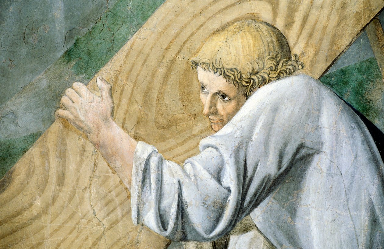 Detail z Legendy o pravém kříži ukazující transport posvátného dřeva od Piera della Francesca od Piero della Francesca